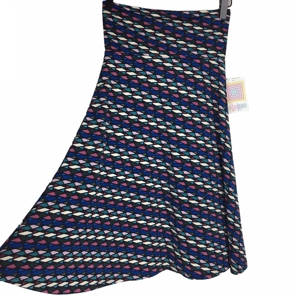 LULAROE Azure Skirt Knee Length Stained Glass Kaleidoscope Retro Mod Size XS NWT - Picture 3 of 14